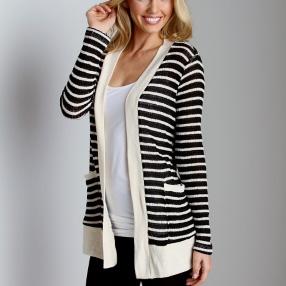 Splendid Panama Womens Medium Striped Loose Knit Cardigan